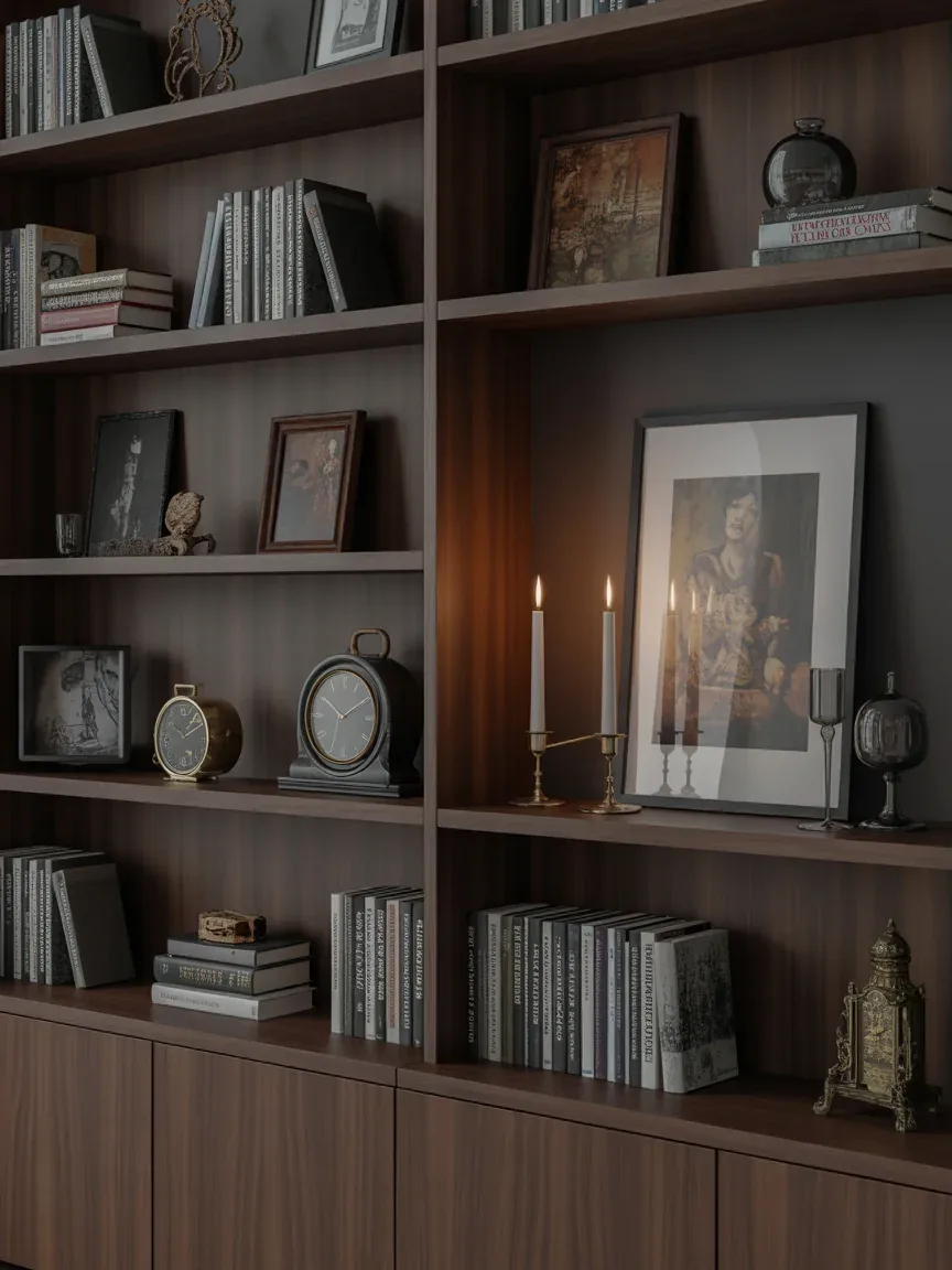 15. Dark Academia Shelves With Dramatic Autumn Energy 15. Dark Academia Shelves With Dramatic Autumn Energy
