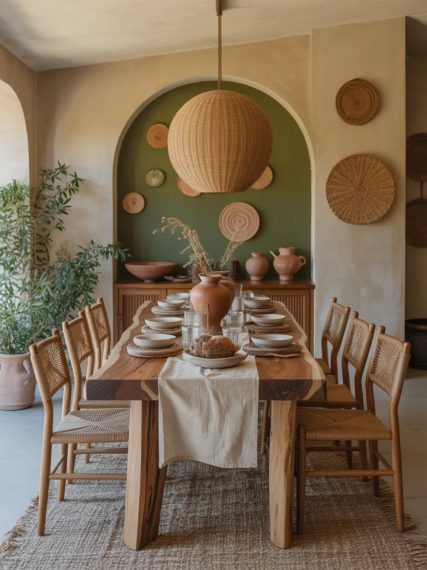 14. Earthy Organic Dining Room With Natural Textures 14. Earthy Organic Dining Room With Natural Textures