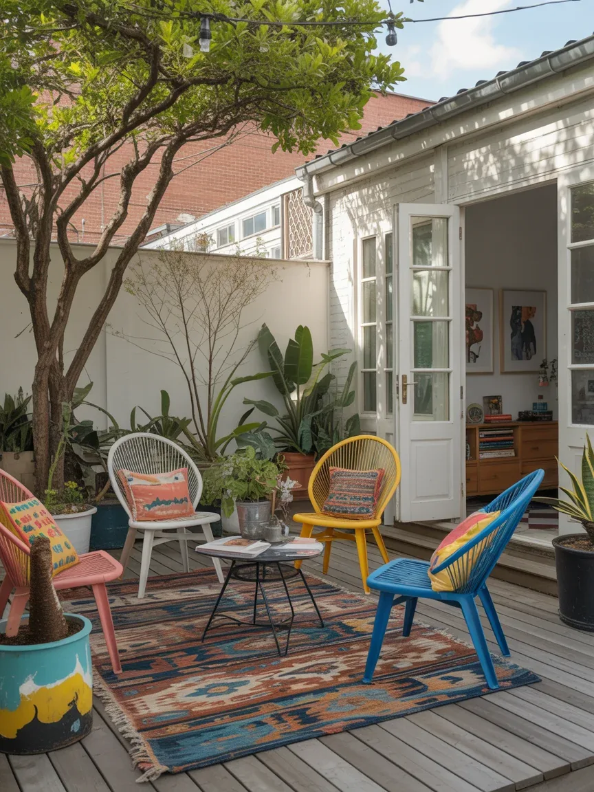 14. Eclectic Artist Patio With Mixed Patterns and Textures 14. Eclectic Artist Patio With Mixed Patterns and Textures