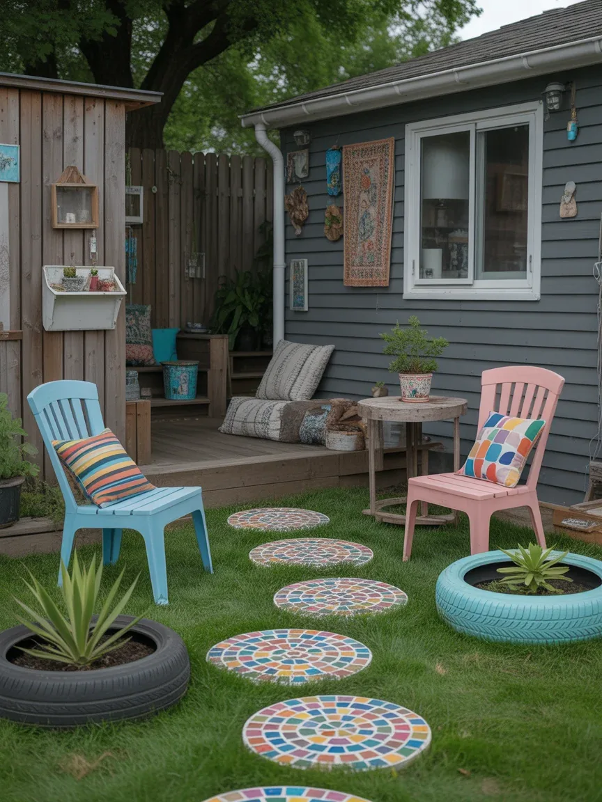 15. Eclectic Upcycled Garden Hangout 15. Eclectic Upcycled Garden Hangout
