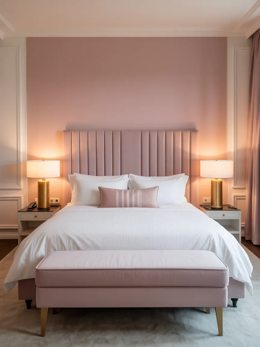 18. Elegant Hotel-Inspired Pink Bedroom 18. Elegant Hotel-Inspired Pink Bedroom
