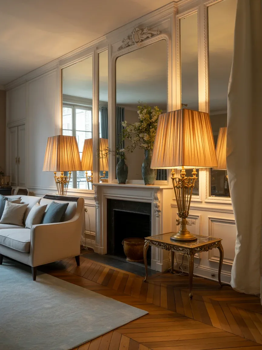 15. Elegant Parisian Living Room With Antique Lamps 15. Elegant Parisian Living Room With Antique Lamps
