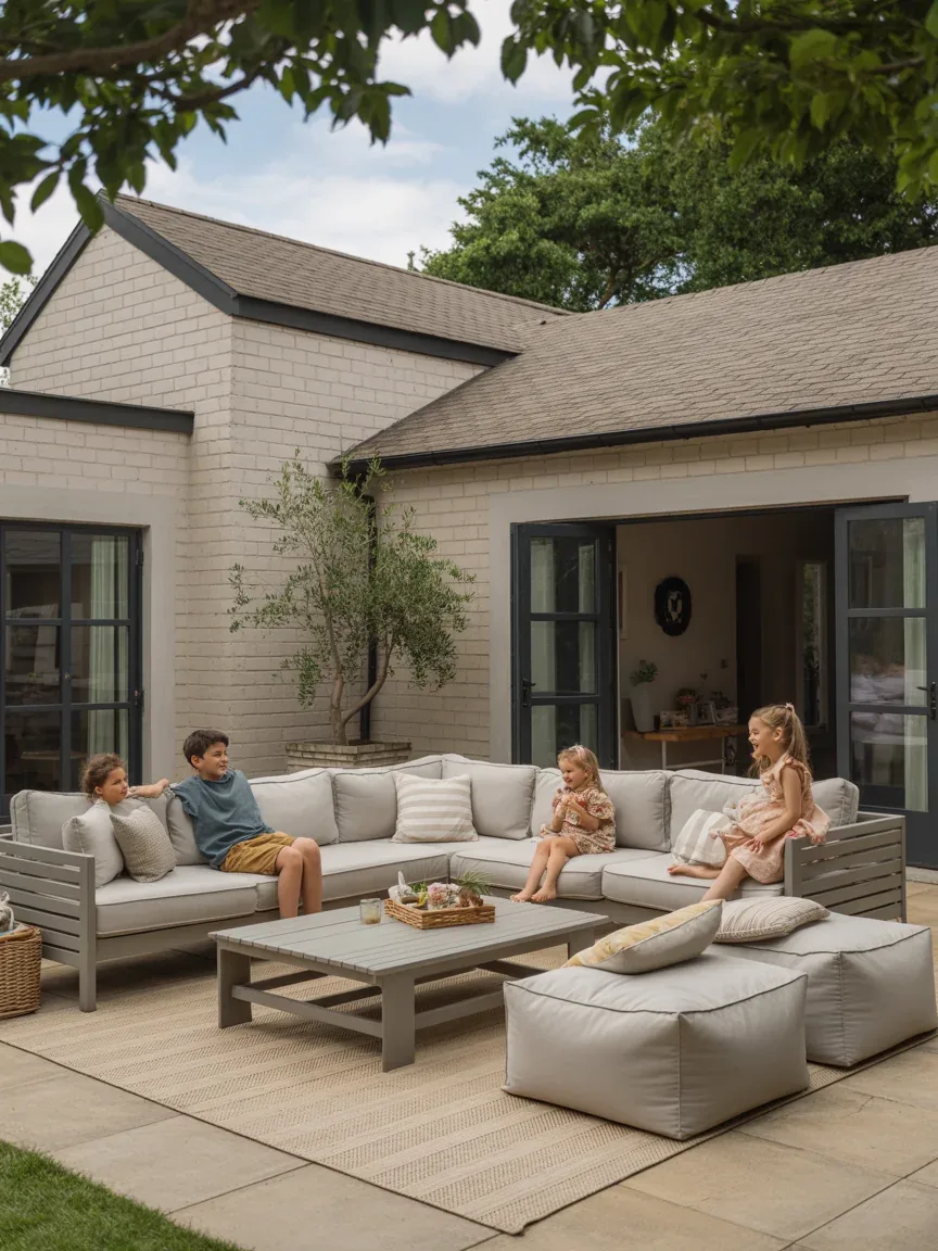 14. Family-Friendly Backyard With Durable Sectional Seating 14. Family-Friendly Backyard With Durable Sectional Seating