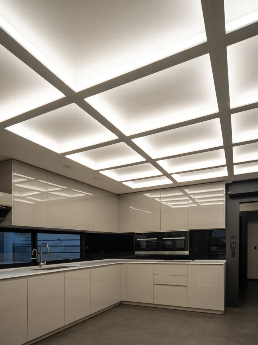 8. Geometric Ceiling Panels With Futuristic Flair 8. Geometric Ceiling Panels With Futuristic Flair