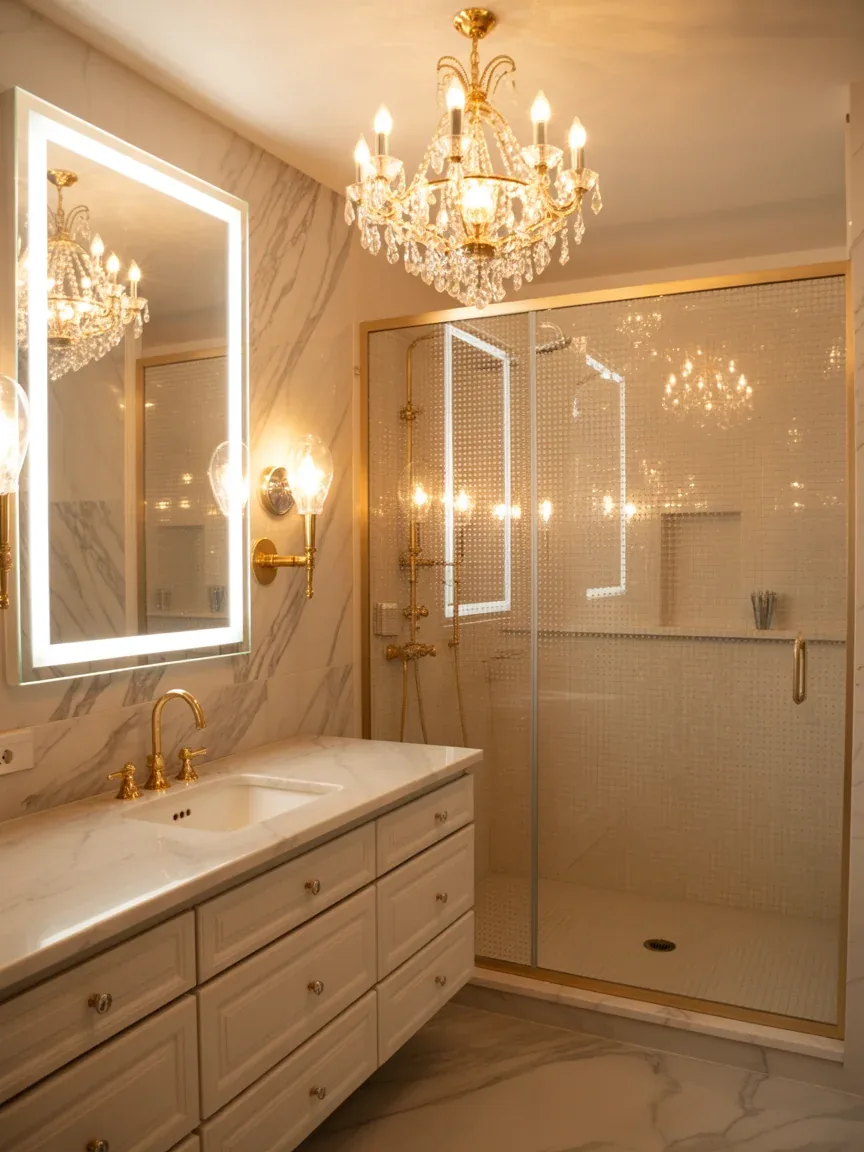 5. Glam Hollywood Bathroom With Shimmering Gold Touches 5. Glam Hollywood Bathroom With Shimmering Gold Touches