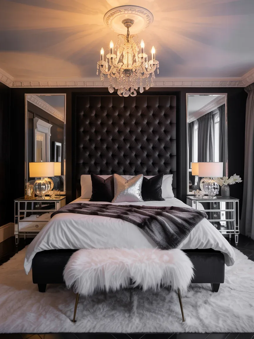 7. Glamorous Black and White Hollywood Bedroom 7. Glamorous Black and White Hollywood Bedroom