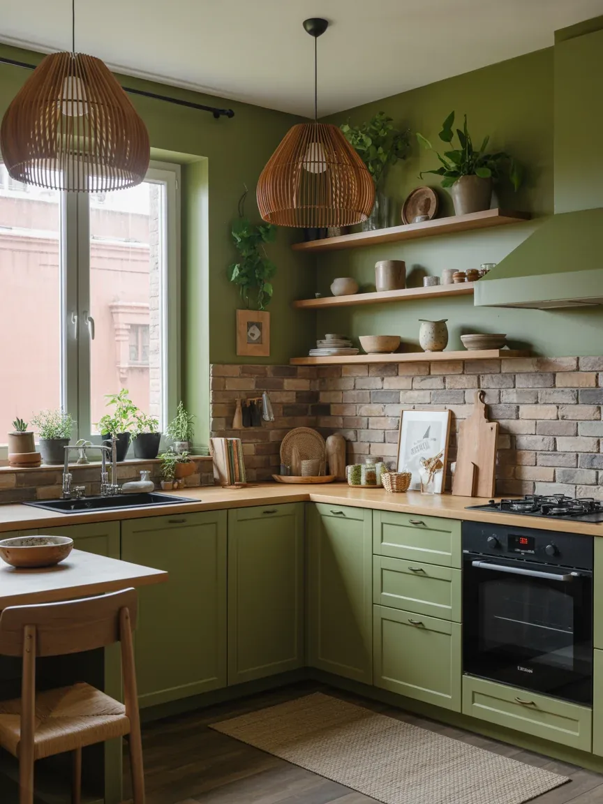 14. Green Nature-Inspired Kitchen With Botanical Touches 14. Green Nature-Inspired Kitchen With Botanical Touches
