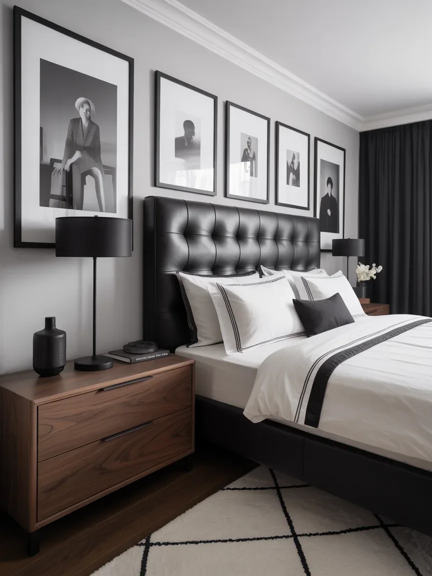 11. High-Contrast Masculine Bedroom Design 11. High-Contrast Masculine Bedroom Design