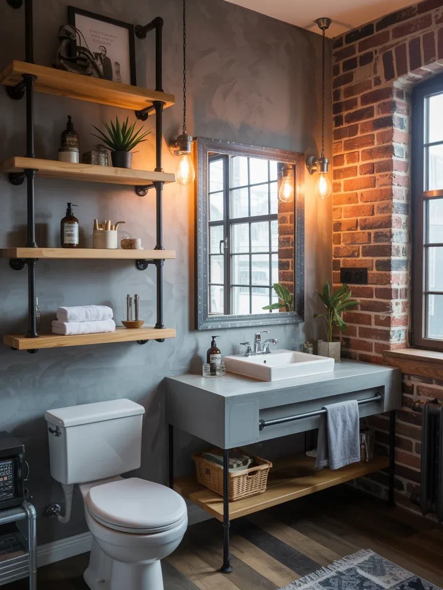 9. Industrial Loft Bathroom With Concrete Vibes 9. Industrial Loft Bathroom With Concrete Vibes