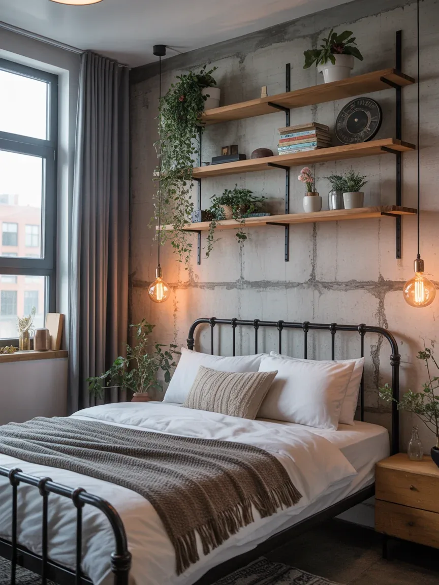 8. Industrial Loft Bedroom With Space-Saving Furniture 8. Industrial Loft Bedroom With Space-Saving Furniture
