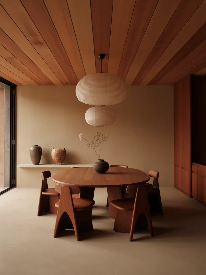4. Japandi Dining Room With Cedar Plank Ceilings 4. Japandi Dining Room With Cedar Plank Ceilings