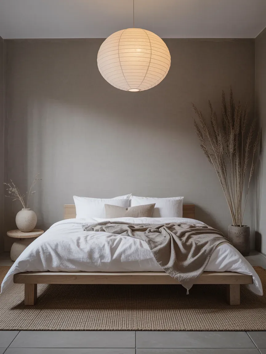 13. Japandi Gray and White Bedroom With Natural Warmth 13. Japandi Gray and White Bedroom With Natural Warmth