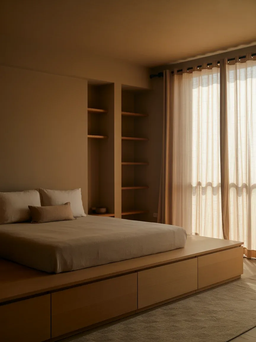 4. Japandi Serenity Bedroom With Built-In Storage 4. Japandi Serenity Bedroom With Built-In Storage