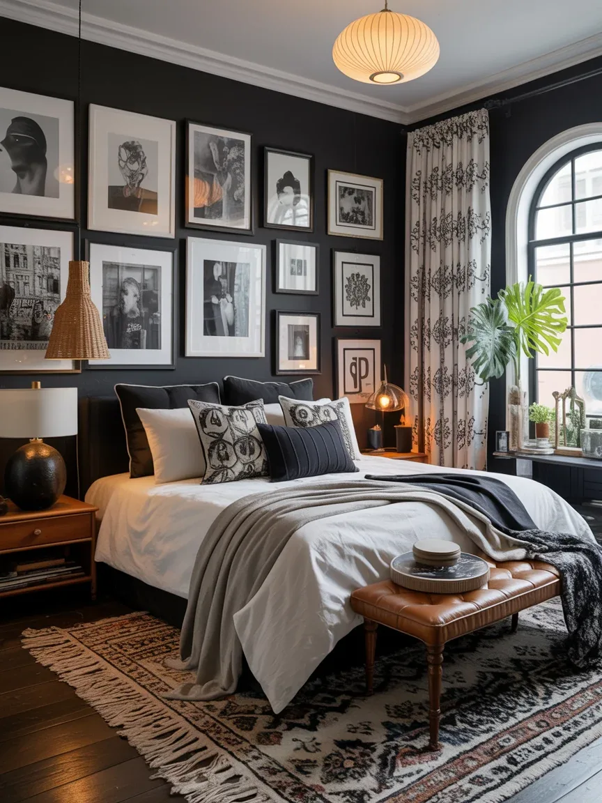18. Layered Monochrome Eclectic Bedroom 18. Layered Monochrome Eclectic Bedroom