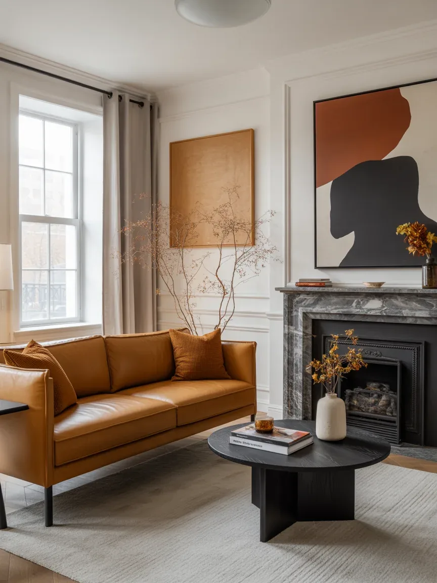 7. Luxe Modern Fall Living Room With Black Accents 7. Luxe Modern Fall Living Room With Black Accents
