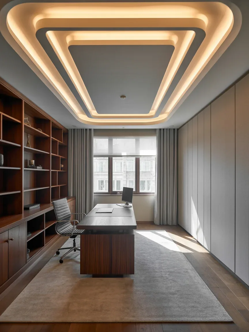 12. Luxury Home Office With Geometric Cove Ceiling 12. Luxury Home Office With Geometric Cove Ceiling