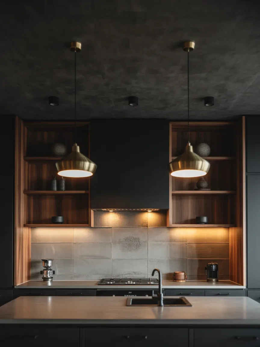 5. Matte Black Ceiling With Moody Modern Style 5. Matte Black Ceiling With Moody Modern Style