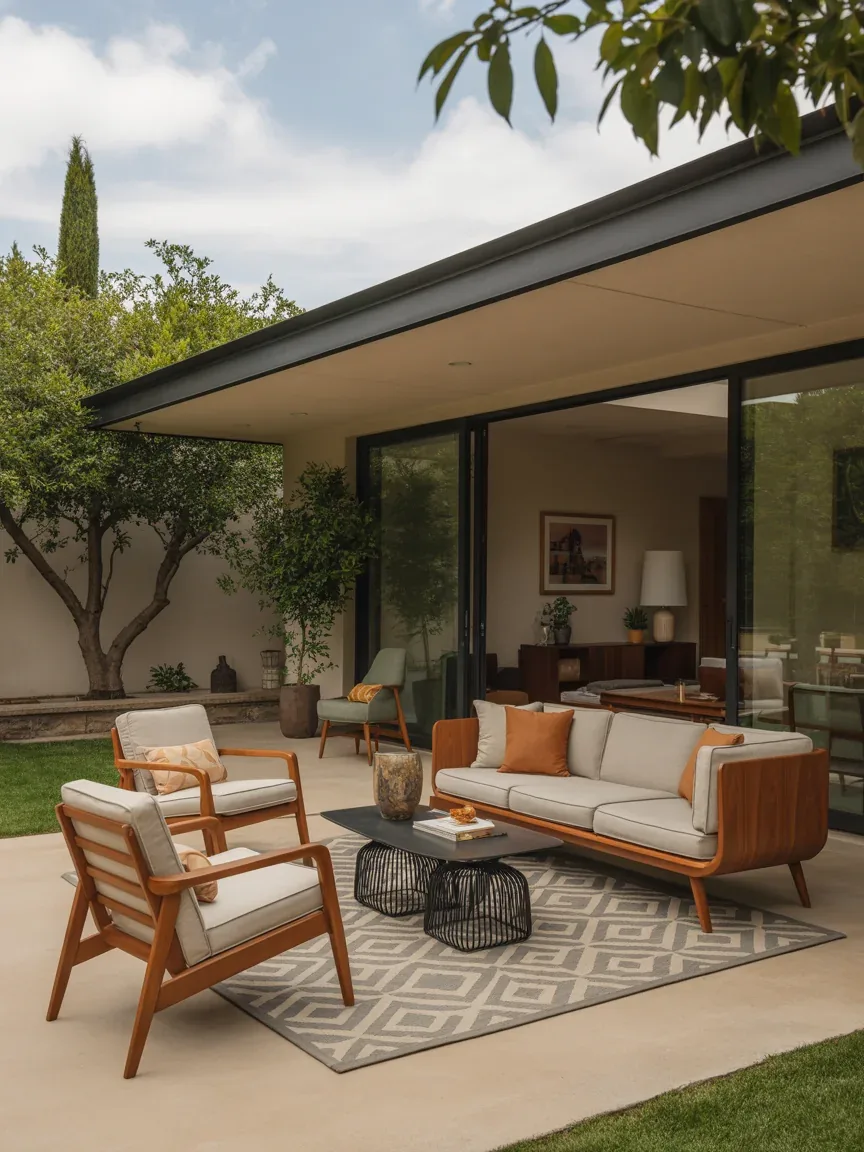 12. Mid-Century Modern Backyard With Retro Shapes 12. Mid-Century Modern Backyard With Retro Shapes