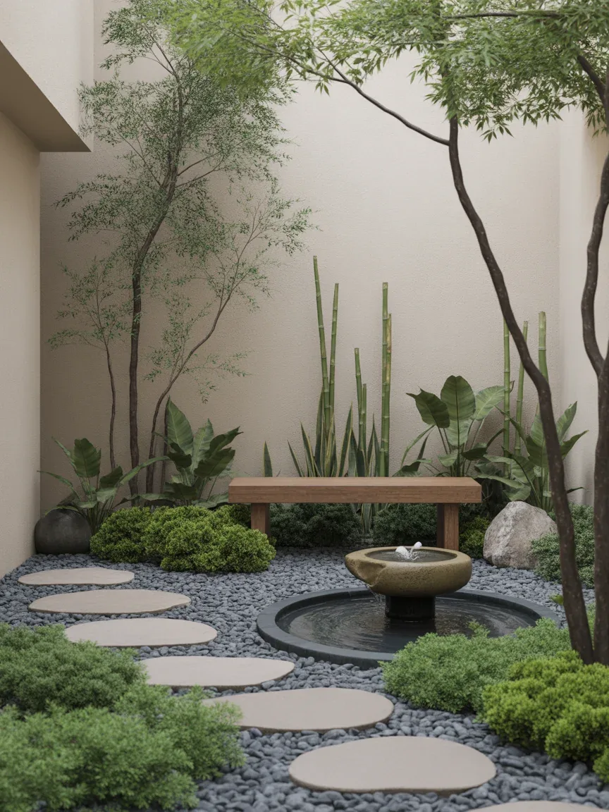 6. Minimal Zen Garden With Stone Pathways 6. Minimal Zen Garden With Stone Pathways