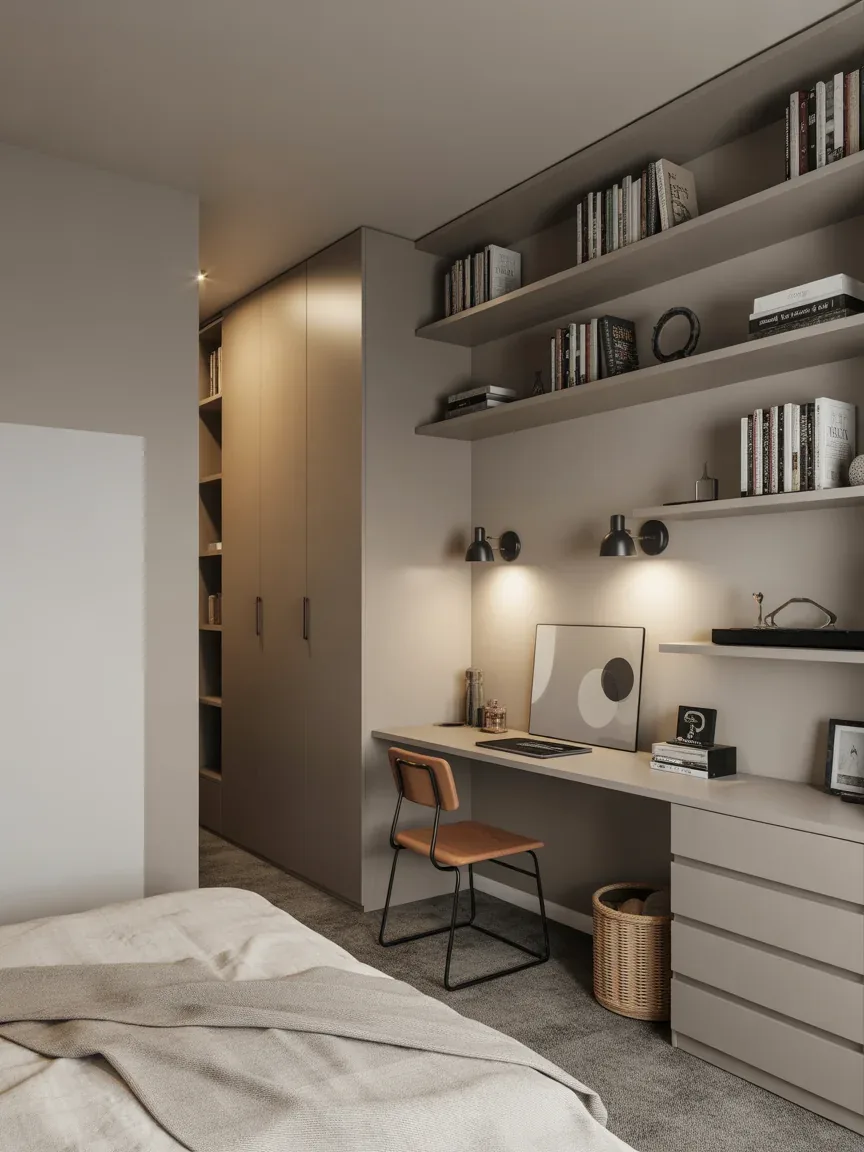 7. Minimalist Loft Bedroom With Vertical Storage 7. Minimalist Loft Bedroom With Vertical Storage