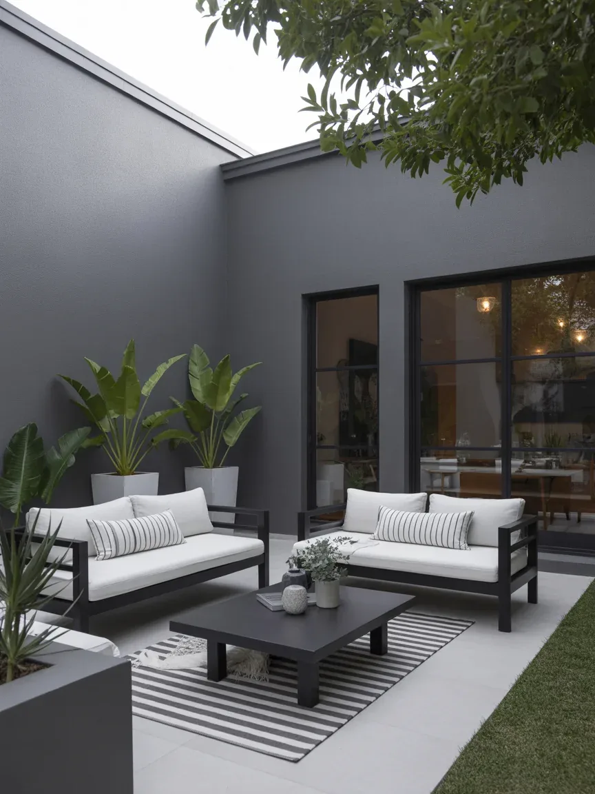 4. Modern Black-And-White Courtyard Retreat 4. Modern Black-And-White Courtyard Retreat