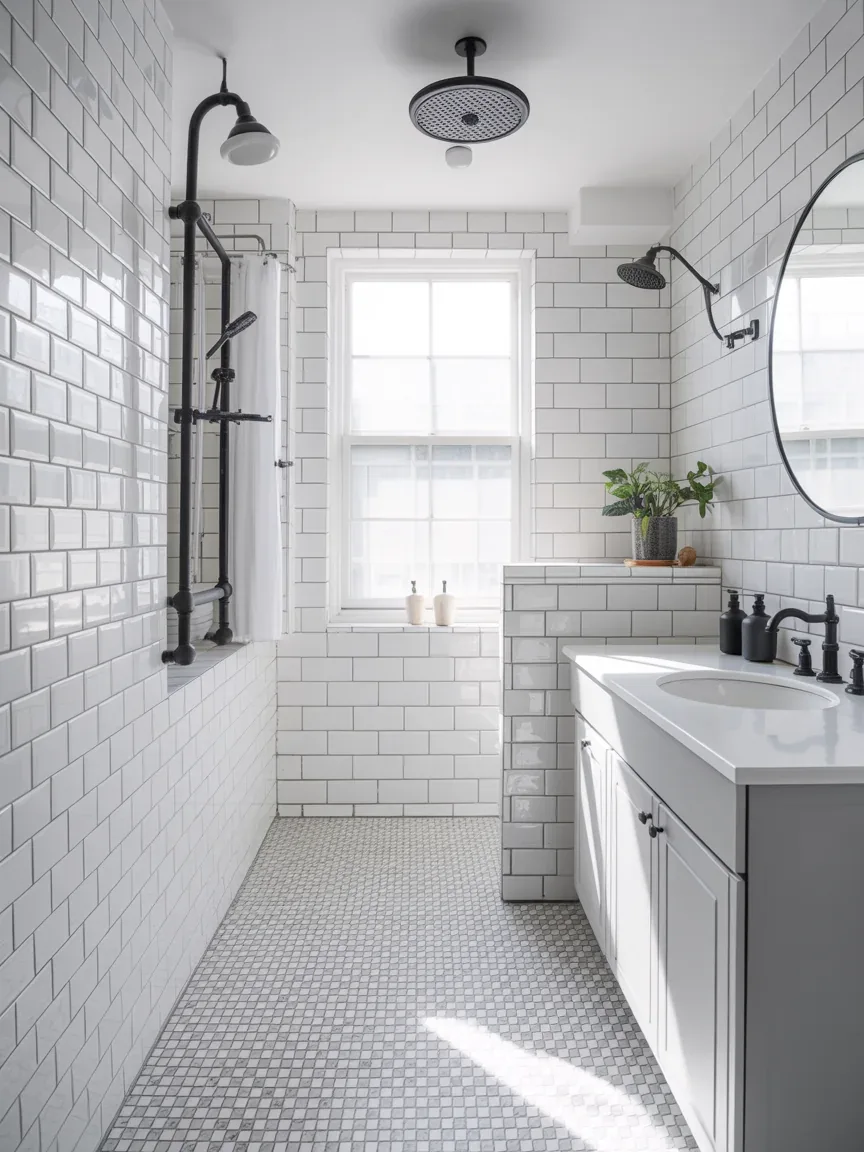 4. Modern Black-and-White Graphic Bathroom 4. Modern Black-and-White Graphic Bathroom