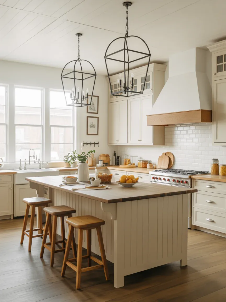 2. Modern Farmhouse Kitchen With Oversized Lantern Pendants 2. Modern Farmhouse Kitchen With Oversized Lantern Pendants