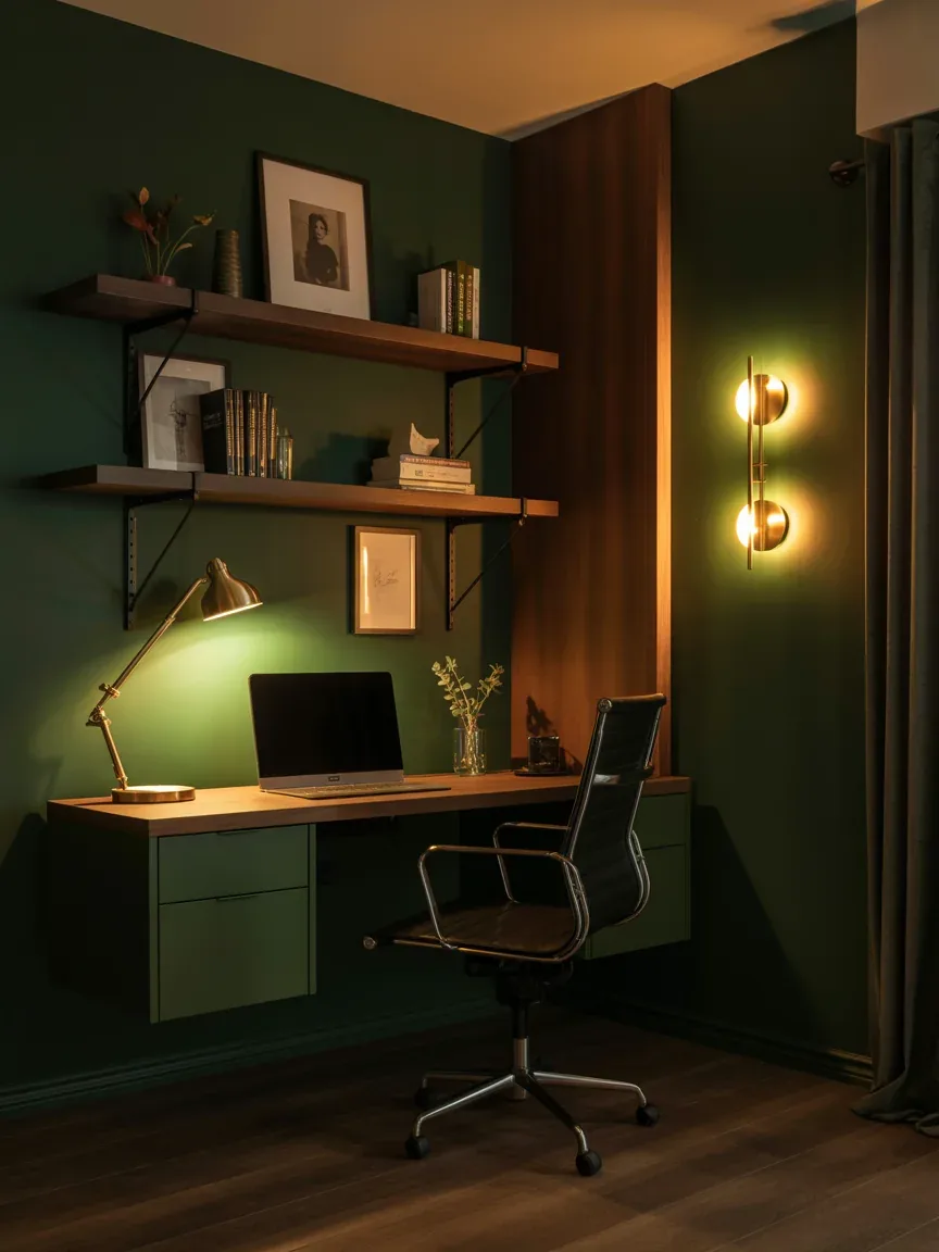 8. Moody Home Office With Accent Lighting 8. Moody Home Office With Accent Lighting