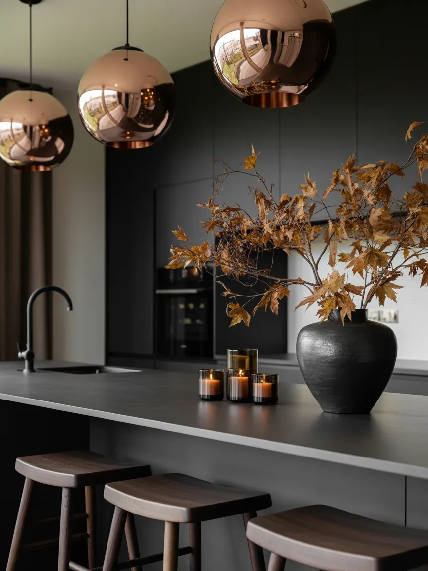 2. Moody Modern Island With Black And Copper Accents 2. Moody Modern Island With Black And Copper Accents
