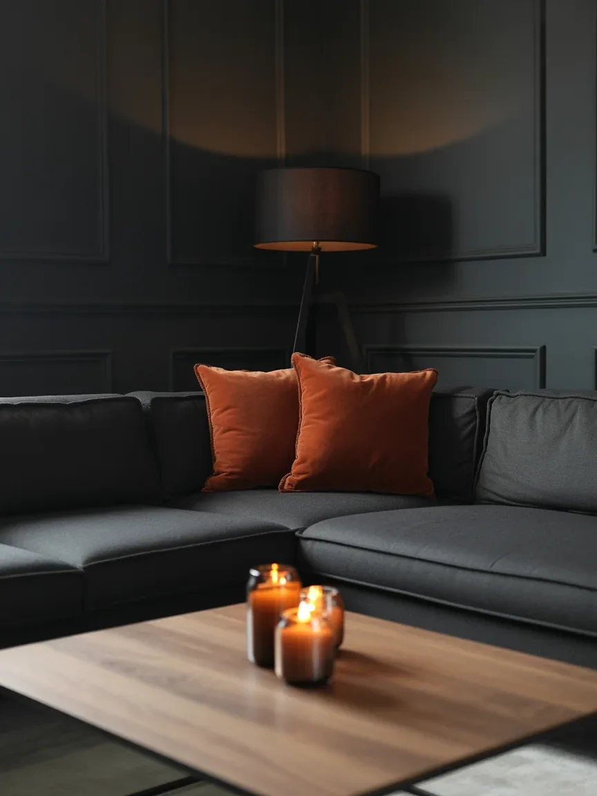 2. Moody Modern Living Room With Deep Autumn Tones 2. Moody Modern Living Room With Deep Autumn Tones