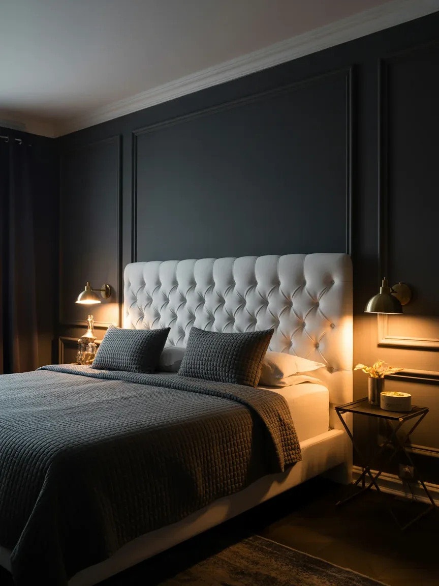 12. Moody White Headboard Bedroom 12. Moody White Headboard Bedroom