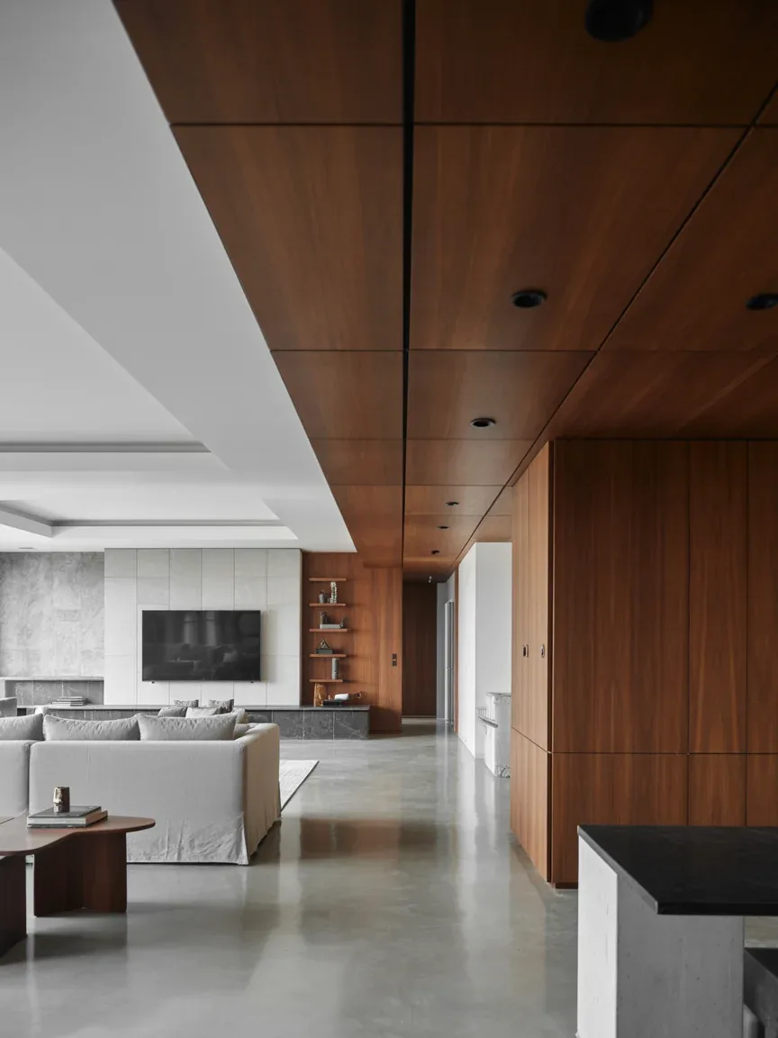 14. Open-Concept Loft With Floating Wood Ceiling Panels 14. Open-Concept Loft With Floating Wood Ceiling Panels