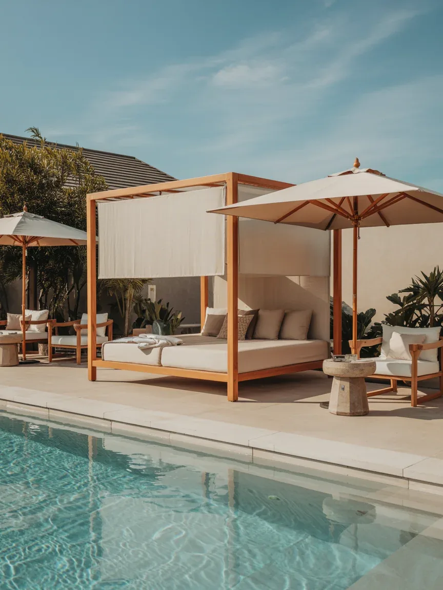 5. Poolside Resort Setup With Oversized Daybeds 5. Poolside Resort Setup With Oversized Daybeds