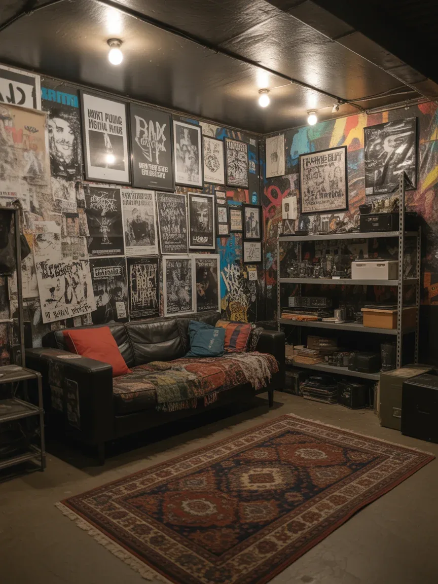 4. Punk Rock Basement Hangout With Graffiti Details 4. Punk Rock Basement Hangout With Graffiti Details