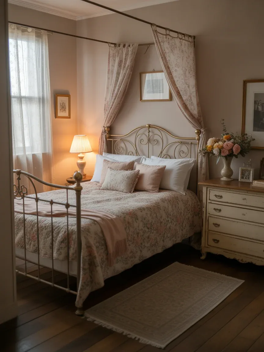 18. Romantic Cottagecore Bedroom With Vintage Layers 18. Romantic Cottagecore Bedroom With Vintage Layers