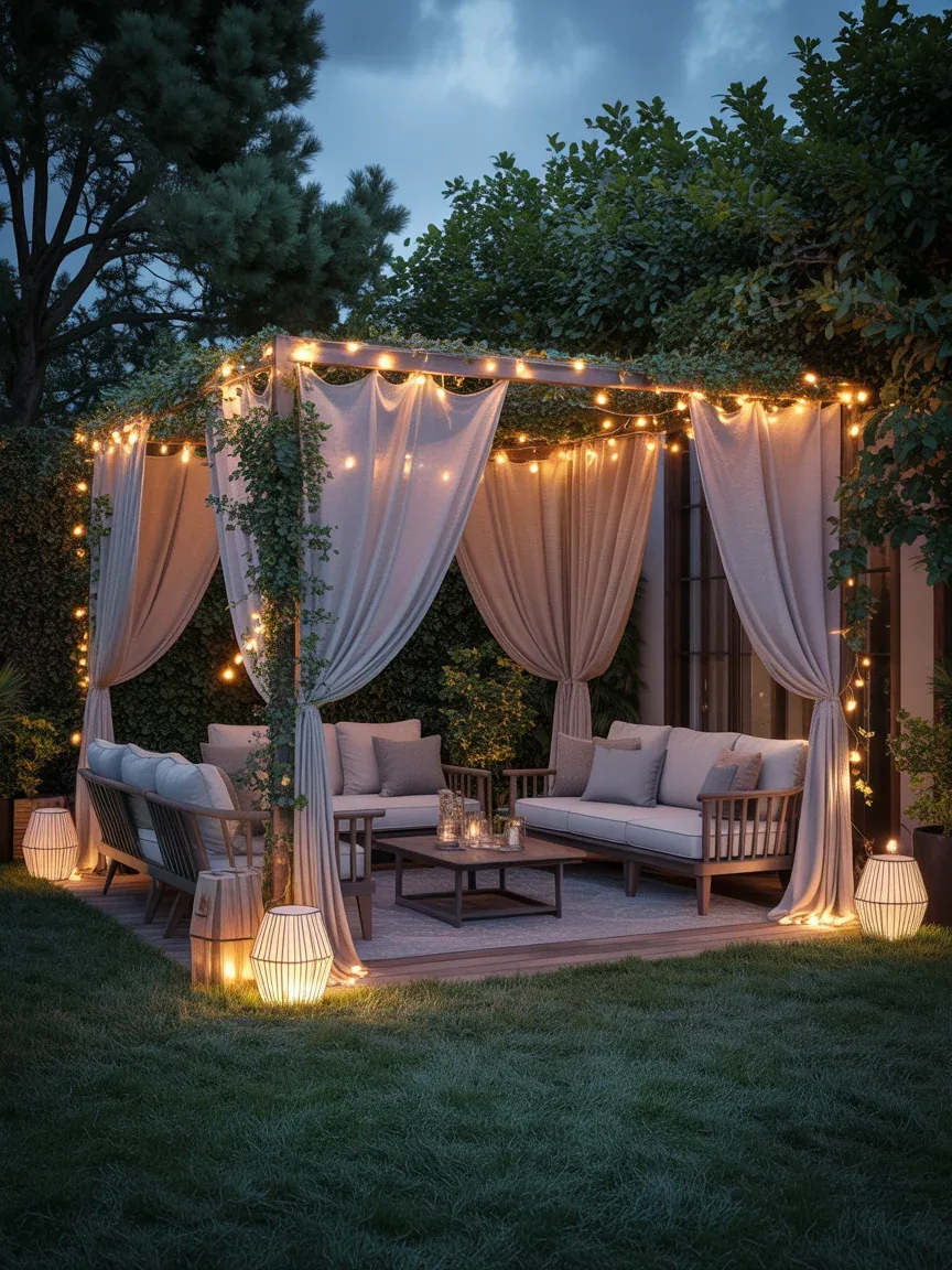 17. Romantic Fairy Light Garden With Dreamy Nighttime Ambiance 17. Romantic Fairy Light Garden With Dreamy Nighttime Ambiance