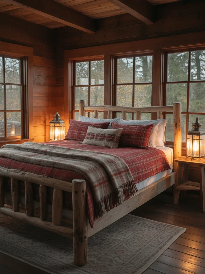 1. Rustic Cabin Retreat With Layered Plaids 1. Rustic Cabin Retreat With Layered Plaids