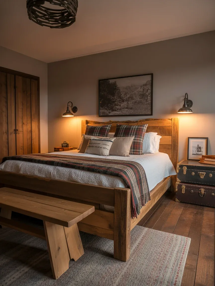 11. Rustic Cabin-Inspired Bedroom With Chunky Wood Storage 11. Rustic Cabin-Inspired Bedroom With Chunky Wood Storage