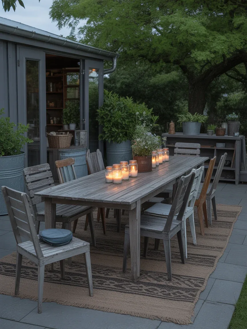 3. Rustic Farmhouse Backyard Dining Space 3. Rustic Farmhouse Backyard Dining Space