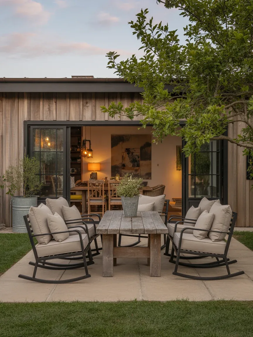 7. Rustic Farmhouse Backyard With Reclaimed Wood Details 7. Rustic Farmhouse Backyard With Reclaimed Wood Details