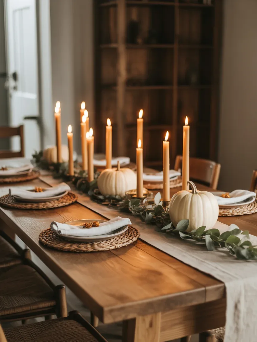 1. Rustic Farmhouse Dining Room With Amber Candlelight 1. Rustic Farmhouse Dining Room With Amber Candlelight