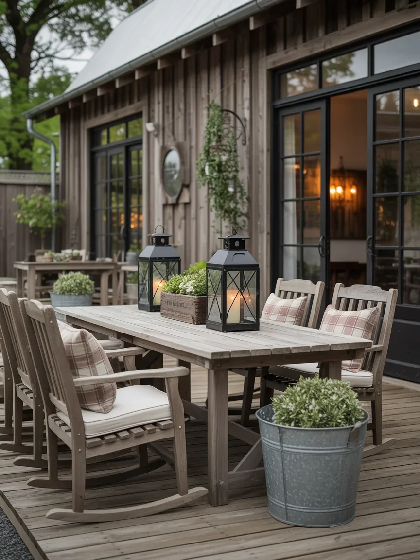 6. Rustic Farmhouse Patio With Vintage Charm 6. Rustic Farmhouse Patio With Vintage Charm