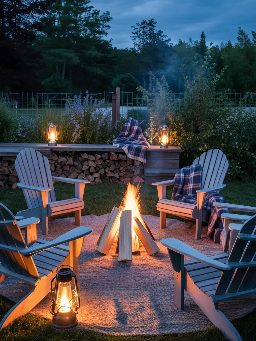 3. Rustic Fire Pit Hangout With Adirondack Chairs 3. Rustic Fire Pit Hangout With Adirondack Chairs