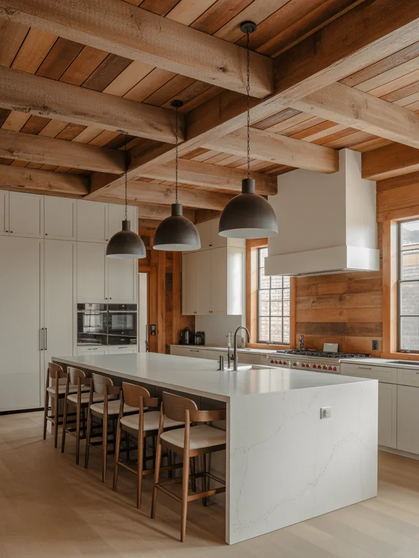 2. Rustic Modern Kitchen With Reclaimed Barn Wood Beams 2. Rustic Modern Kitchen With Reclaimed Barn Wood Beams