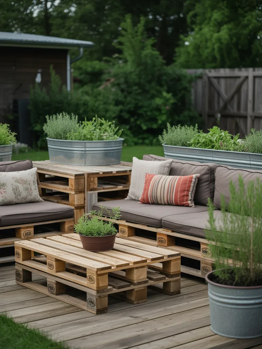 2. Rustic Pallet Garden Lounge 2. Rustic Pallet Garden Lounge