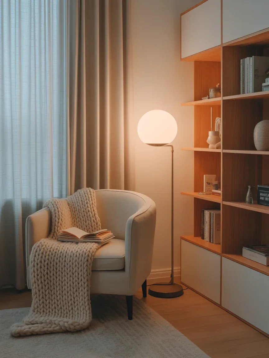 4. Scandinavian Reading Nook With Soft Globe Lamps 4. Scandinavian Reading Nook With Soft Globe Lamps