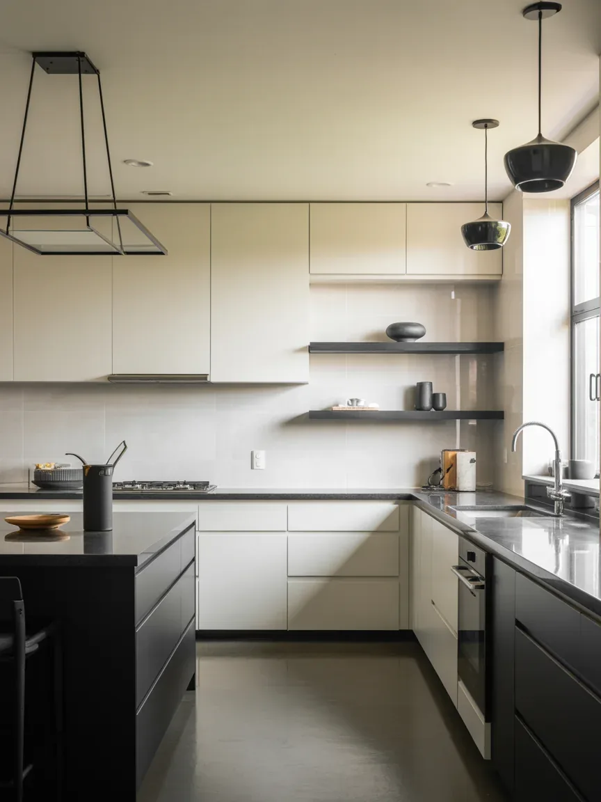 10. Sleek Contemporary Kitchen With High-Contrast Style 10. Sleek Contemporary Kitchen With High-Contrast Style