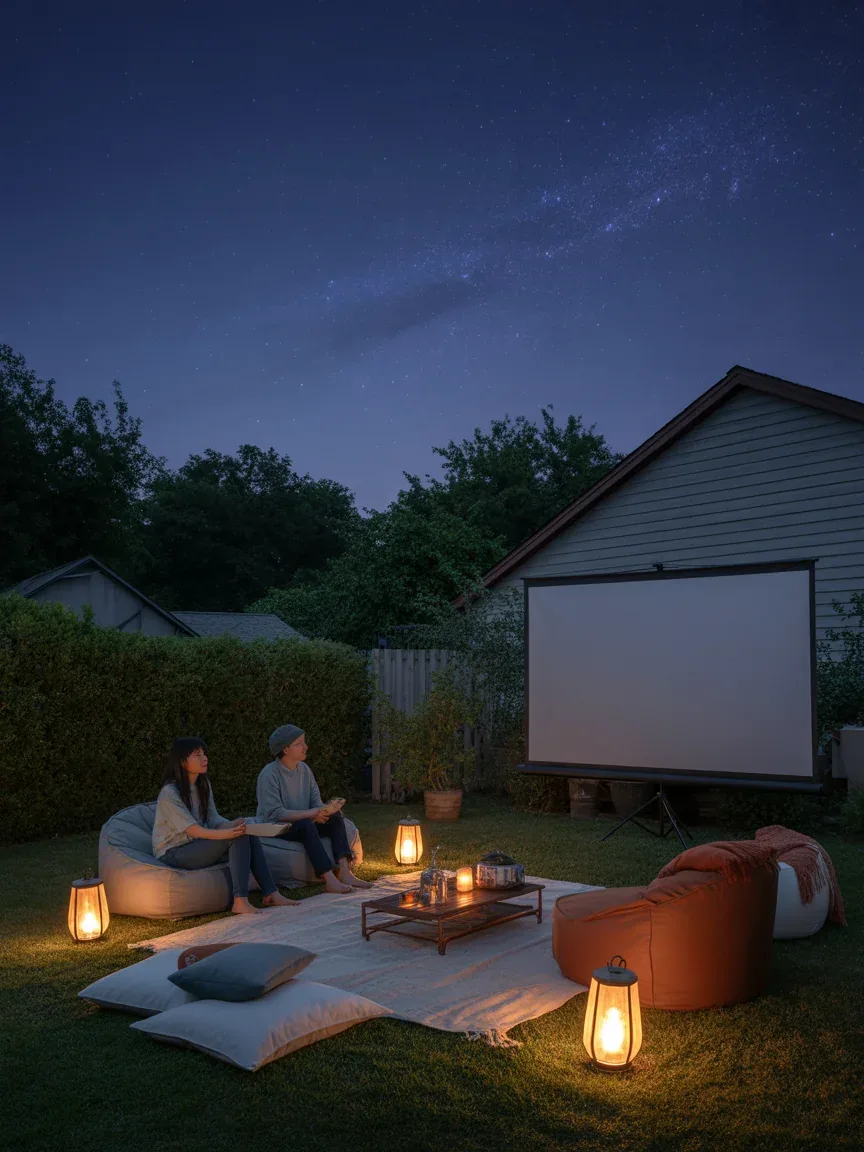12. Small Backyard Movie Night Setup 12. Small Backyard Movie Night Setup
