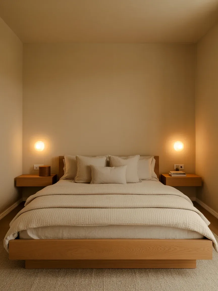 1. Soft Beige Retreat With Floating Nightstands 1. Soft Beige Retreat With Floating Nightstands