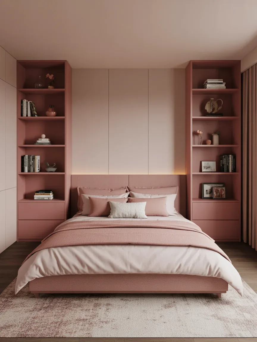 12. Soft Feminine Bedroom With Dual Storage Zones 12. Soft Feminine Bedroom With Dual Storage Zones
